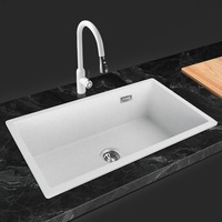ACA White Granite Quartz Stone Single Bowl Kitchen Sink Top/Undermount 735x420x200mm