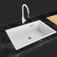 ACA White Granite Stone Single Bowl Kitchen Sink Topmount Undermount 680x440mm
