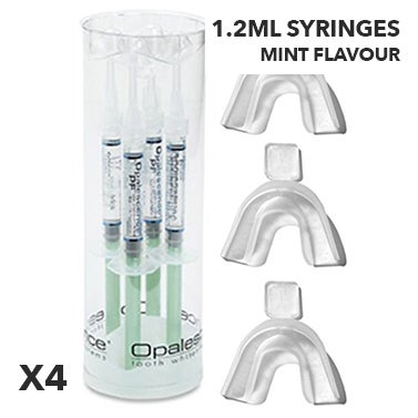 Opalescence PF 16% MINT Teeth Whitening Gel Syringes 4 x 1.2ml Syringes + 3 Thermoform Bleach Trays and Instructions