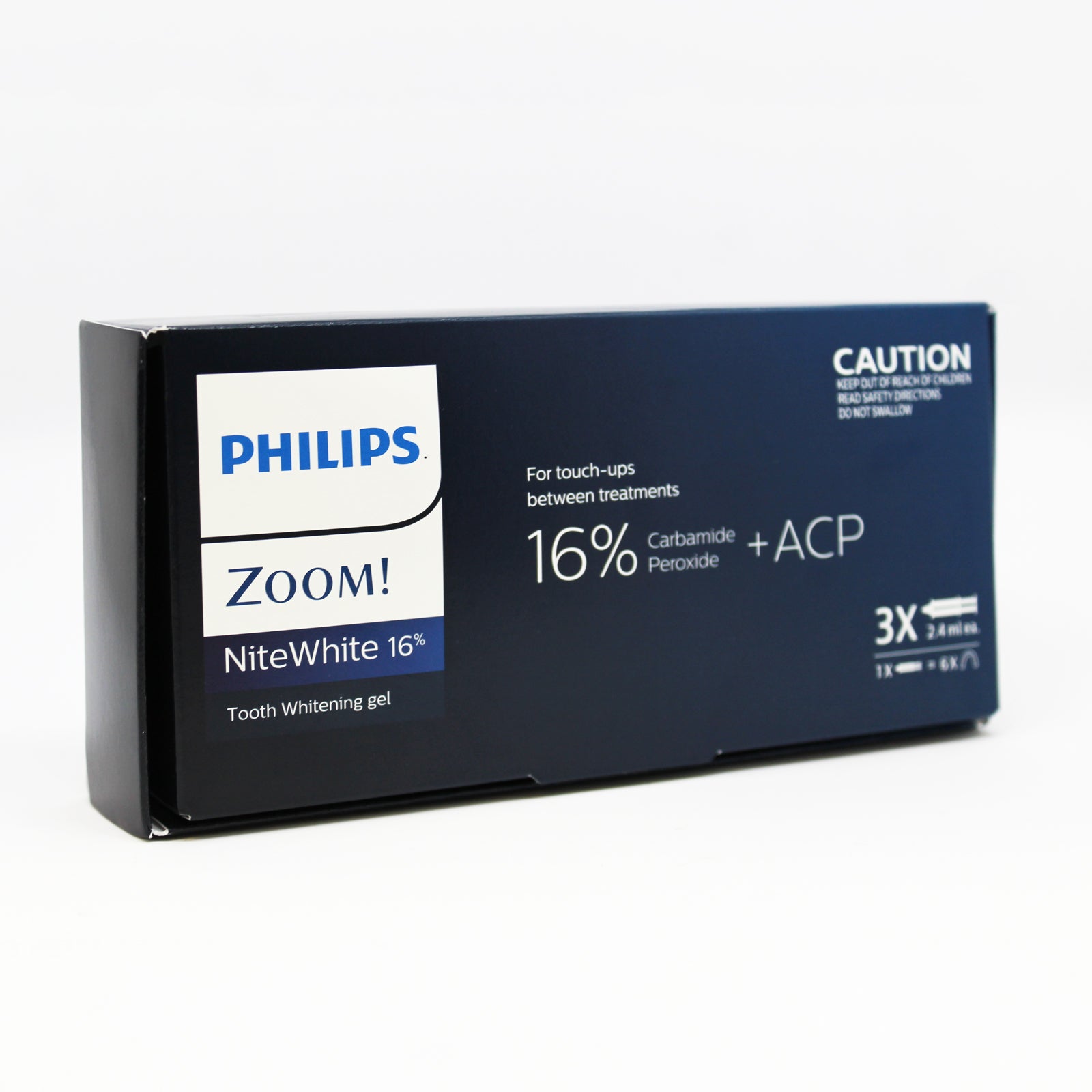 Philips Zoom 16% Nite White Carbamide Peroxide Teeth Whitening Gel Kit - 3 x 2.4gram Syringes - Instructions and Shade Guide Included