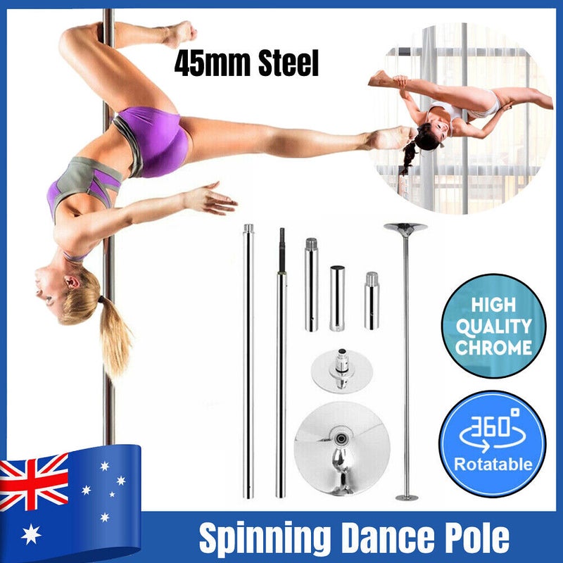Portable Dance Pole Static Spinning Exercise Fitness Silver Gym