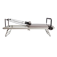 iFitness Foldable Pilates Reformer Exercise Fitness Gym Home Cardio Yoga Beige