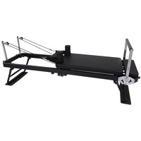 iFitness Foldable Pilates Reformer Exercise Fitness Gym Home Cardio Yoga Black