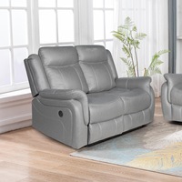 2 Seater Finest Grey Fabric Recliner Sofa Sturdy Construction Metal Mechanism
