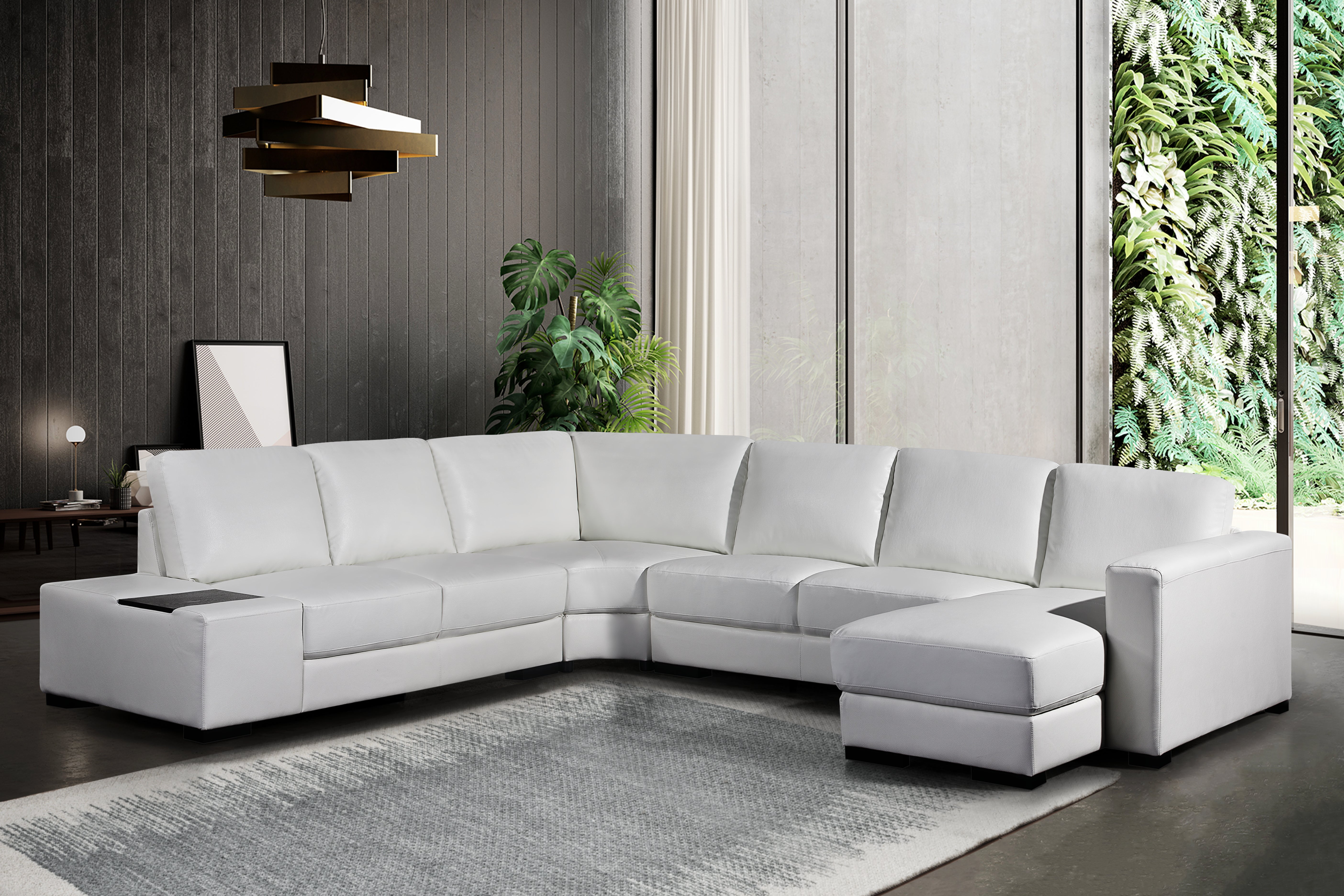 Lounge Set Luxurious 6 Seater Bonded Leather Corner Sofa Living Room Couch in White with Chaise