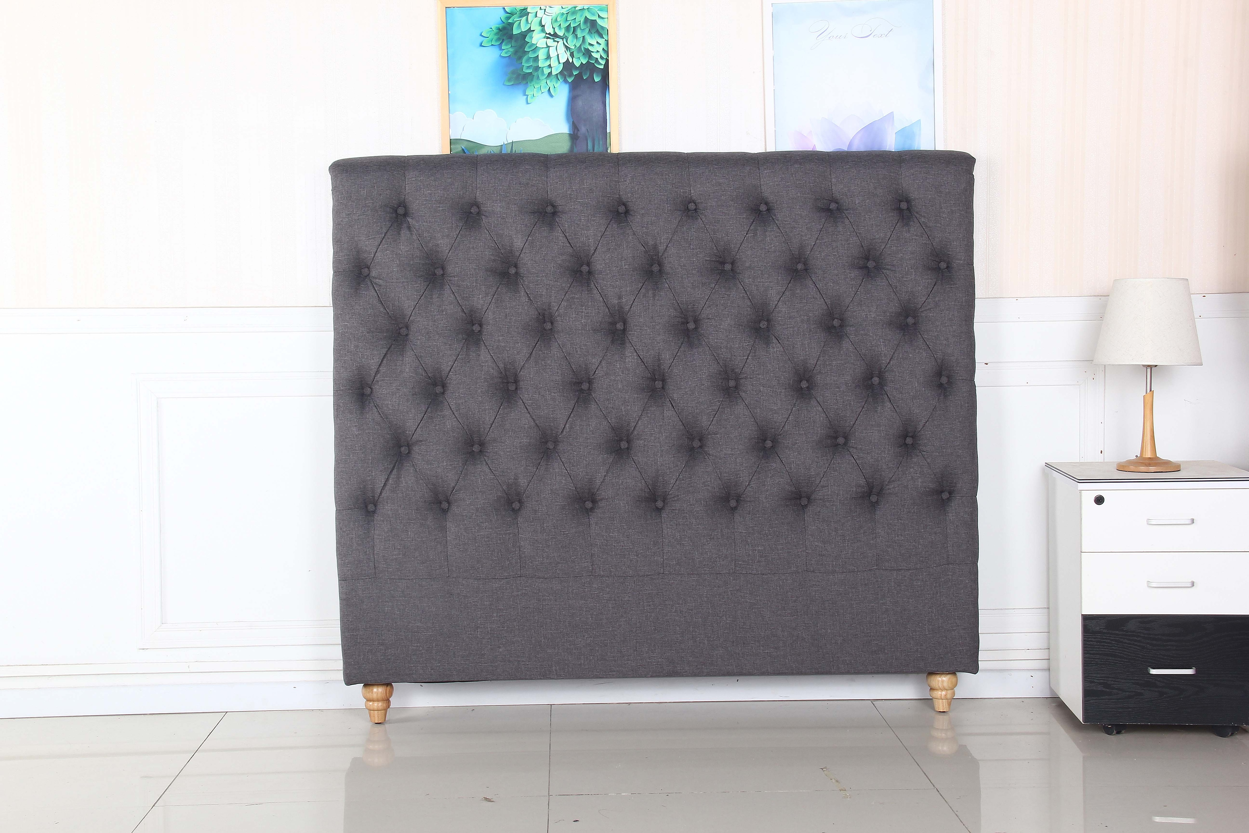 Queen Size Buttoned Upholstered Bed Head Charcoal | Buy Queen Size