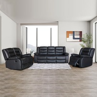 Fantasy 3+2+1 Seater Recliner Sofa Set In Faux Leather Lounge Couch in Black Colour