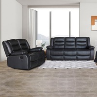 Fantasy 3+2 Seater Recliner Sofa Set In Faux Leather Lounge Couch in Black Colour