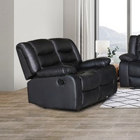Fantasy 2 Seater Recliner Sofa Chair In Faux Leather Lounge Couch Armchair in Black Colour