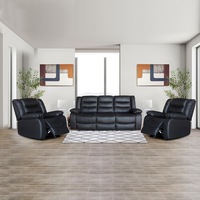 Fantasy 3+1+1 Seater Recliner Sofa Set In Faux Leather Lounge Couch in Black Colour