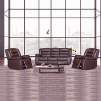 Fantasy 3+1+1 Seater Recliner Sofa Set In Faux Leather Lounge Couch in Brown Colour