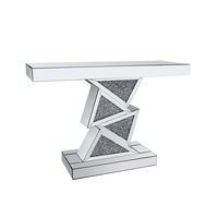 Hall Table MDF Silver Mirror Crush Crystal Zigzag Design