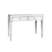 Hall Table MDF Silver Mirror Two Drawers Sparkling Handle