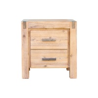 Nowra Solid Acacia Timber Bedside Table In Oak Colour