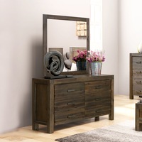 Nowra 6 Drawers Chocolate Dressing Chest In Solid Acacia Timber with Mirror