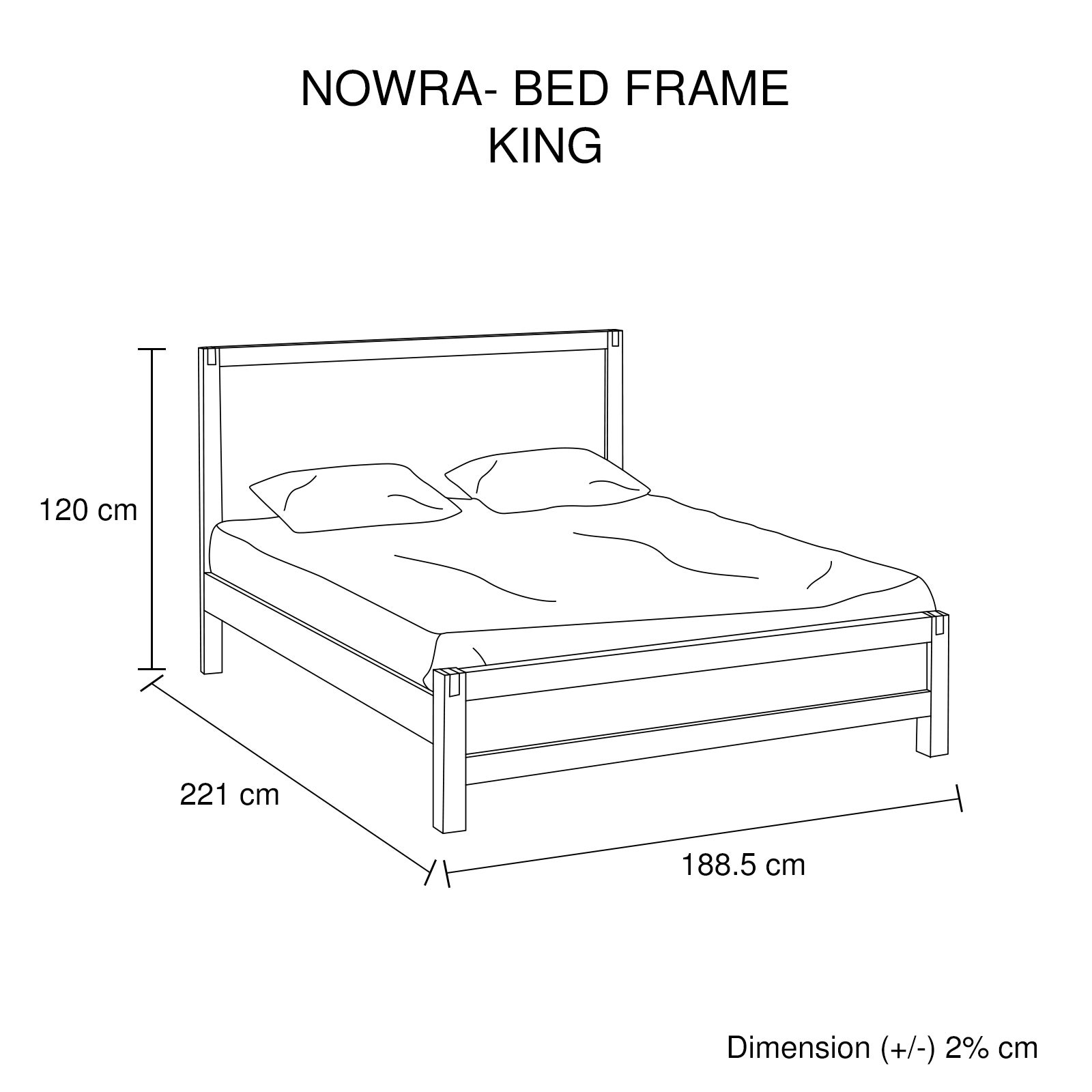 Nowra Solid Acacia Timber Metal Tenon Joint King Chocolate Bed Frame