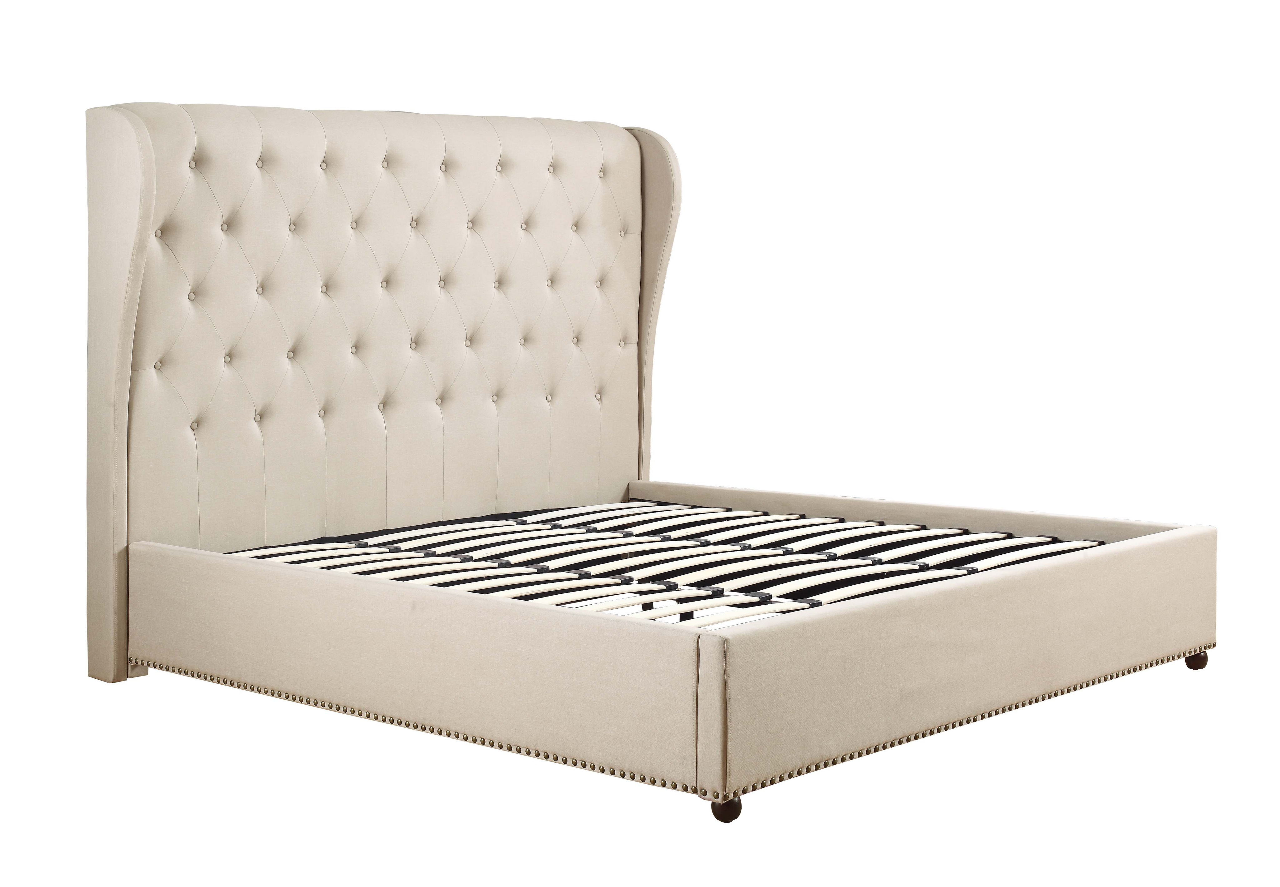 Paris King Size Fabric Bed Frame w Buttons in Beige (Presale, ETA-04th ...