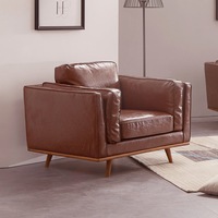 York 1 Seater PU Leather Armchair Sofa Modern Lounge in Brown Colour