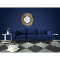 York 3 Seater Fabric Armchair Sofa Modern Lounge in Blue Colour