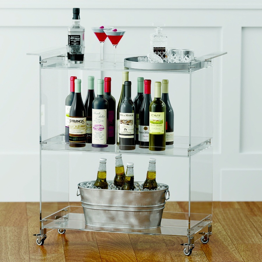 Hudson 3 Tier Acrylic Bar Cart