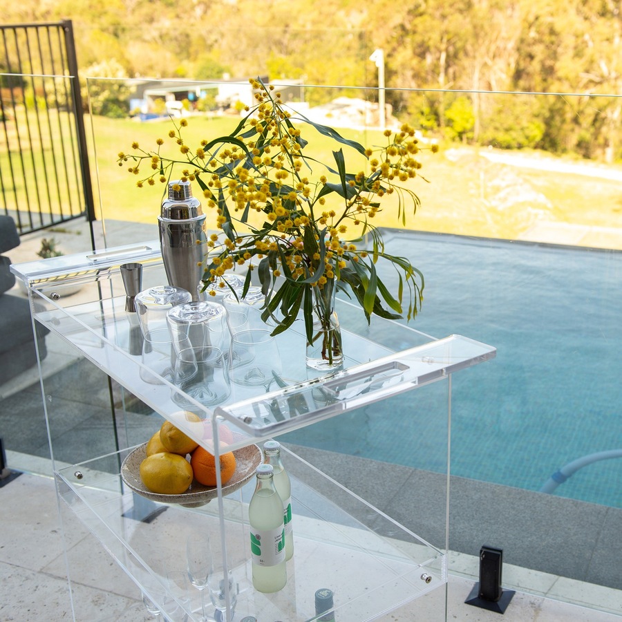 Hudson 3 Tier Acrylic Bar Cart