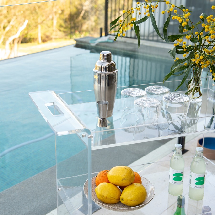 Hudson 3 Tier Acrylic Bar Cart