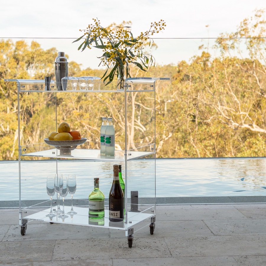 Hudson 3 Tier Acrylic Bar Cart