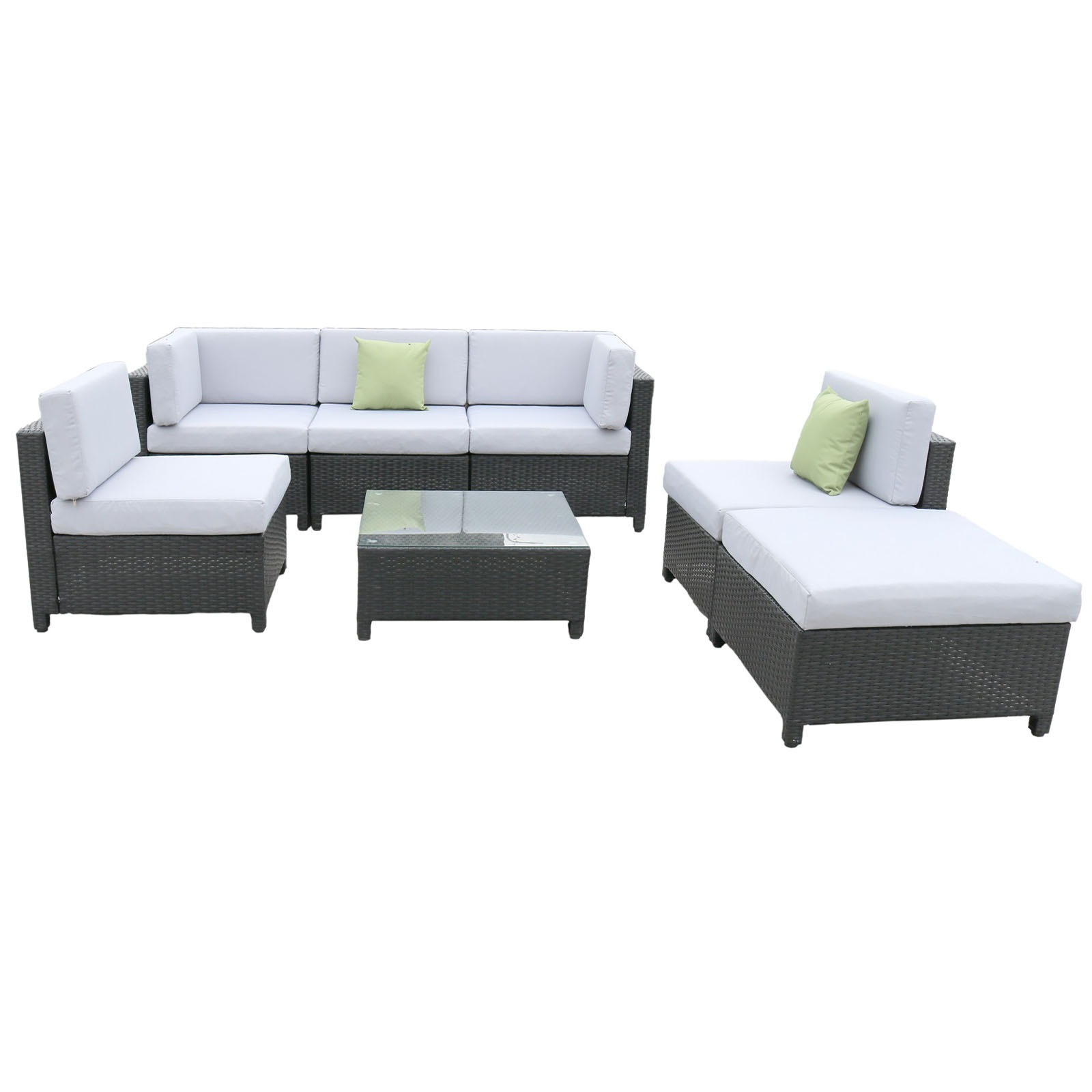 Milano 7 Piece Wicker Rattan Sofa Set Black Grey Outdoor Lounge Patio Furniture Black Buy Outdoor Lounge Chairs 9348569034083