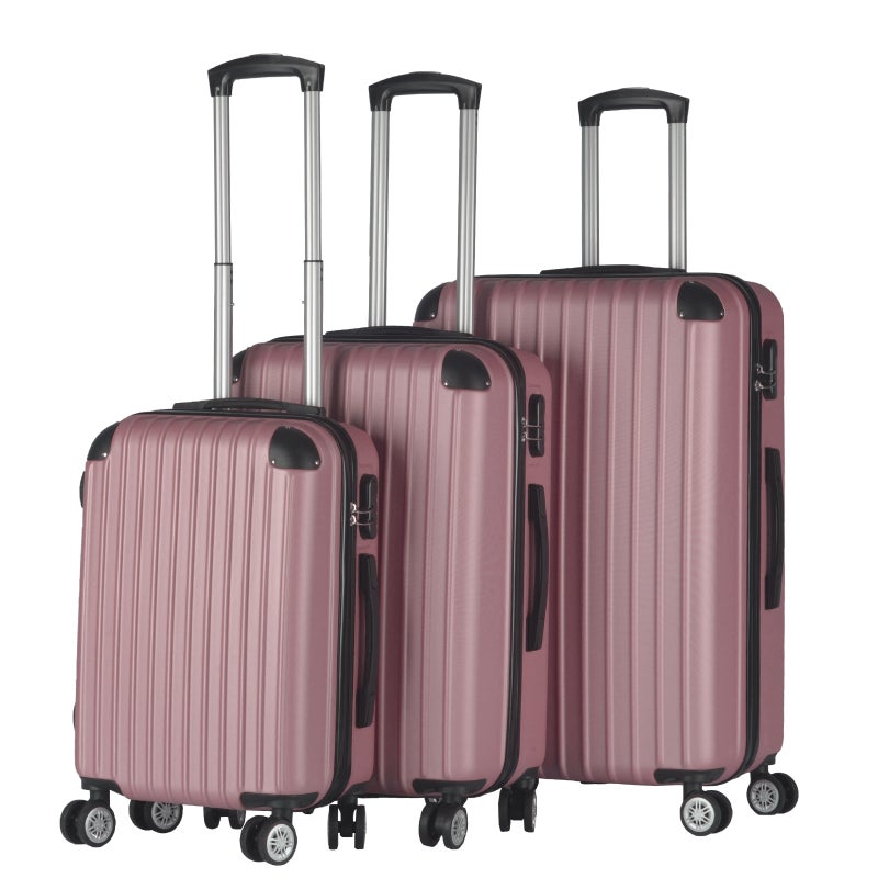 Milano Premium 3pc ABS Luggage Suitcase Luxury Hard Case Shockproof ...