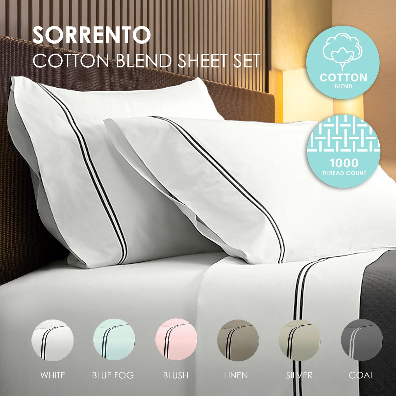 Buy Renee Taylor 1000TC Sorrento Sheet Set Cotton Soft Touch Hotel ...