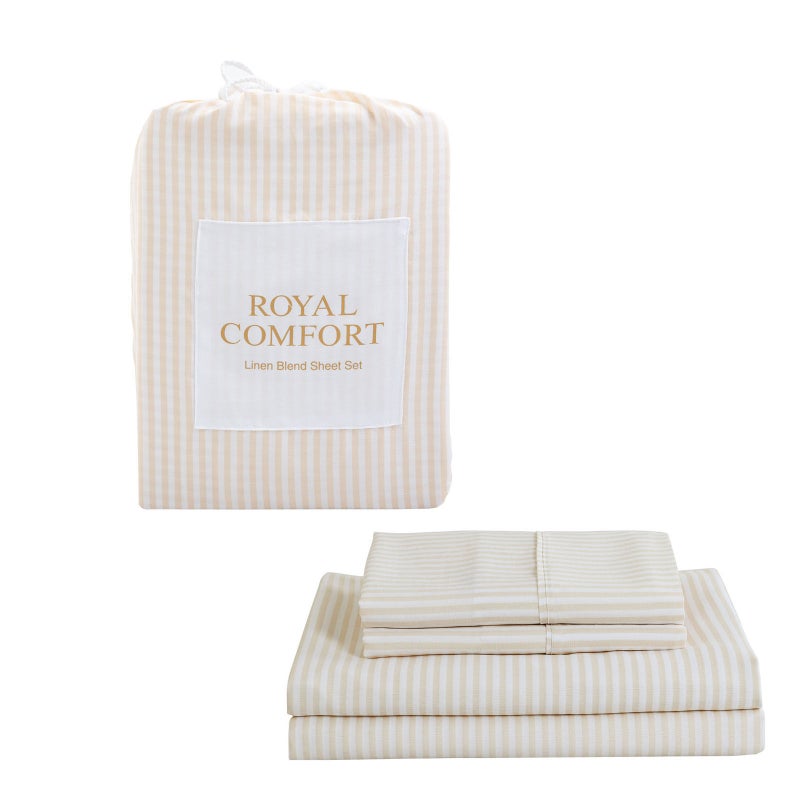 Buy Royal Comfort Linen Bedding Set Linen Blend 4 Pce Sheet Set And ...