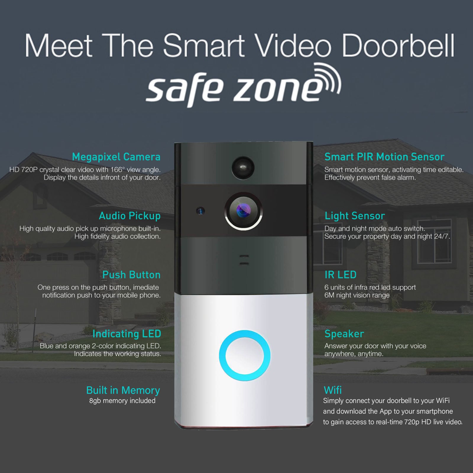 Safe Zone Wireless Video Doorbell 