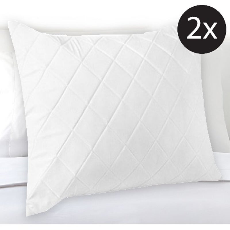 Buy 2x European Fibre & Cotton Quilted Pillow Protector - MyDeal