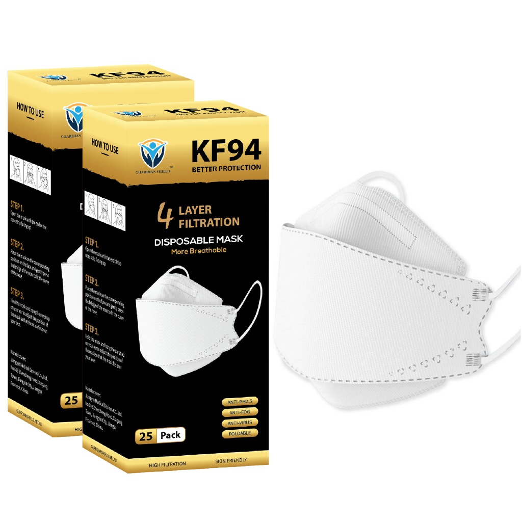 50Pcs KF94 Disposable Face Mask 3D Mouth Comfort Protective Masks 4 Layer White