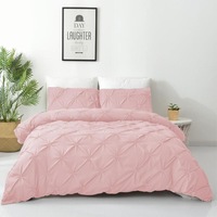Diamond Embroidery Pintuck Quilt/Duvet Cover Set-Blush