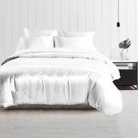 Single Size Silky Feel Quilt Cover Set-White