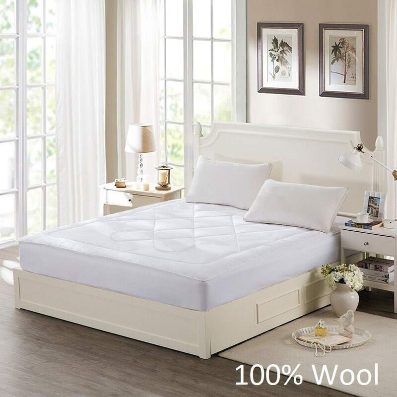 Single Size Wool Mattress Topper with Fitted Skirt