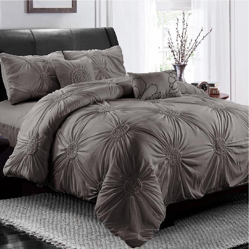 Stone Circle Ruched Large Diamond Pintuck Dyed Quilt/Doona Cover Pillowcase Set