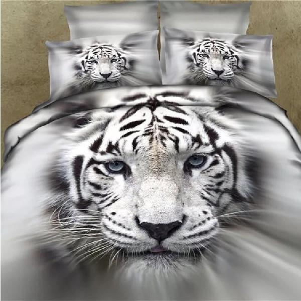 White Tiger Design Quilt Cover Set