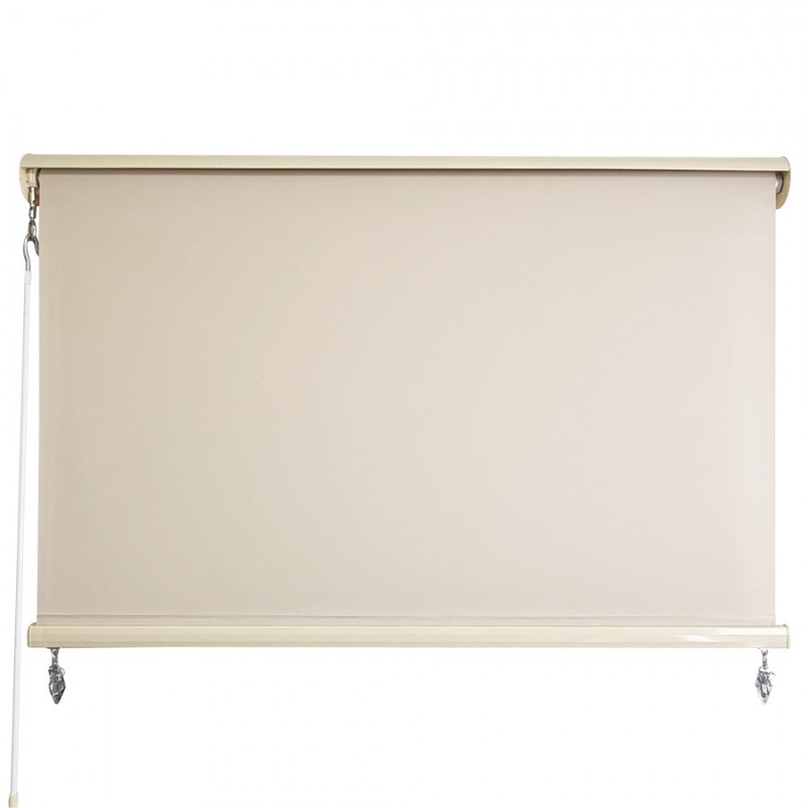 Outdoor Roller Blind Awning with Aluminium Hood in Cream Sunfilter- 5 Sizes