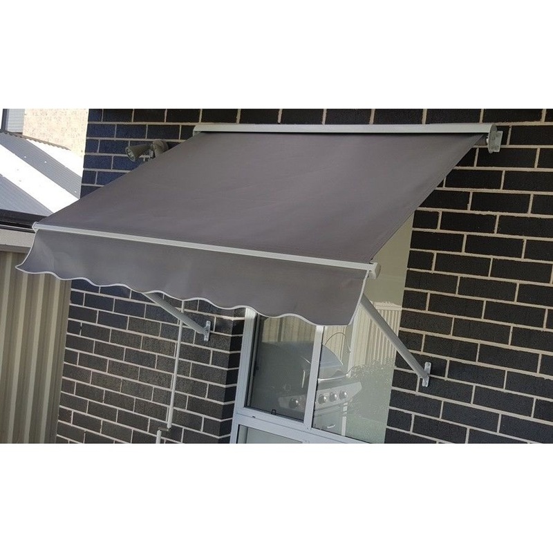 Buy Outdoor Pivot Arm Awning with Aluminium Hood in Grey Polyester3