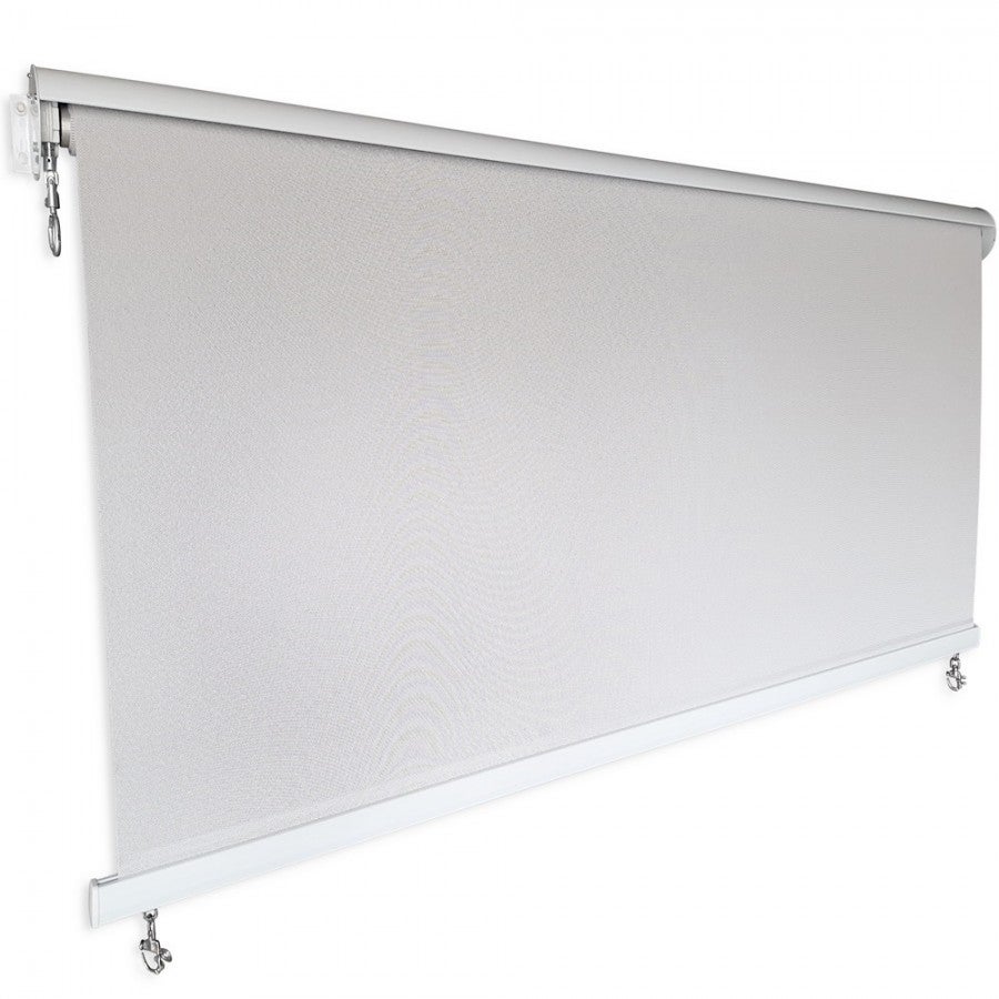 Outdoor Roller Blind Awning with Aluminium Hood in Light Grey Sunfilter - 5 Sizes