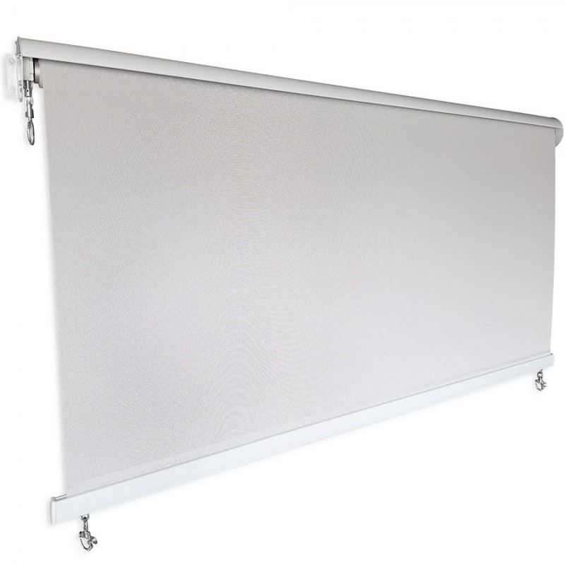 Buy Outdoor Roller Blind Awning with Aluminium Hood in Light Grey