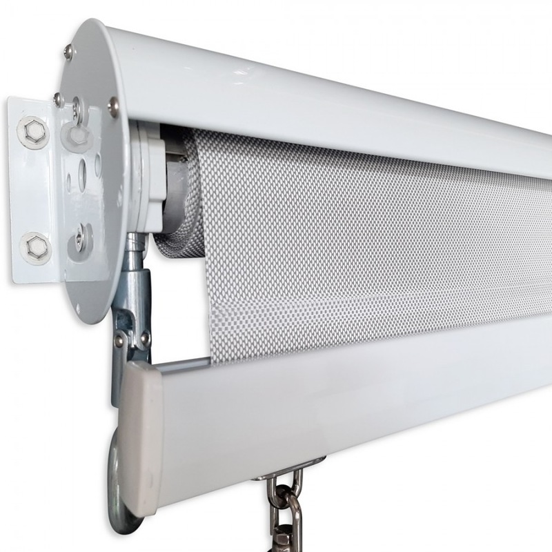 Buy Outdoor Roller Blind Awning with Aluminium Hood in Light Grey