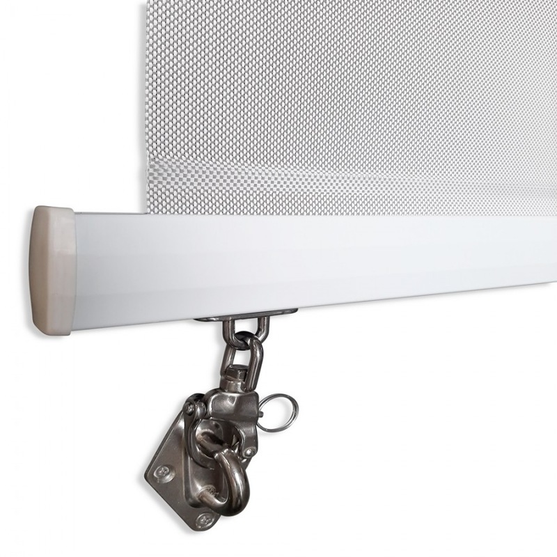 Buy Outdoor Roller Blind Awning with Aluminium Hood in Light Grey