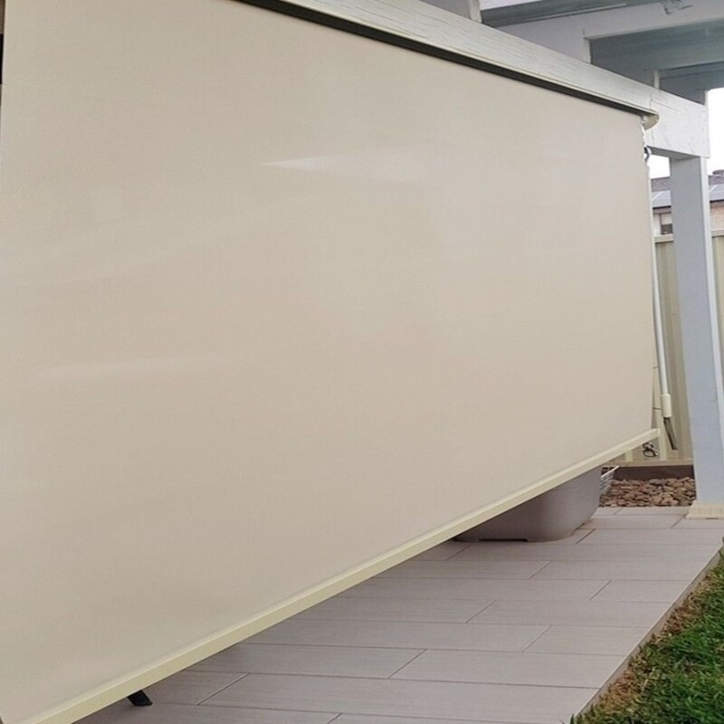 Buy Outdoor Roller Blind Awning with Aluminium Hood in Cream 5 Sizes