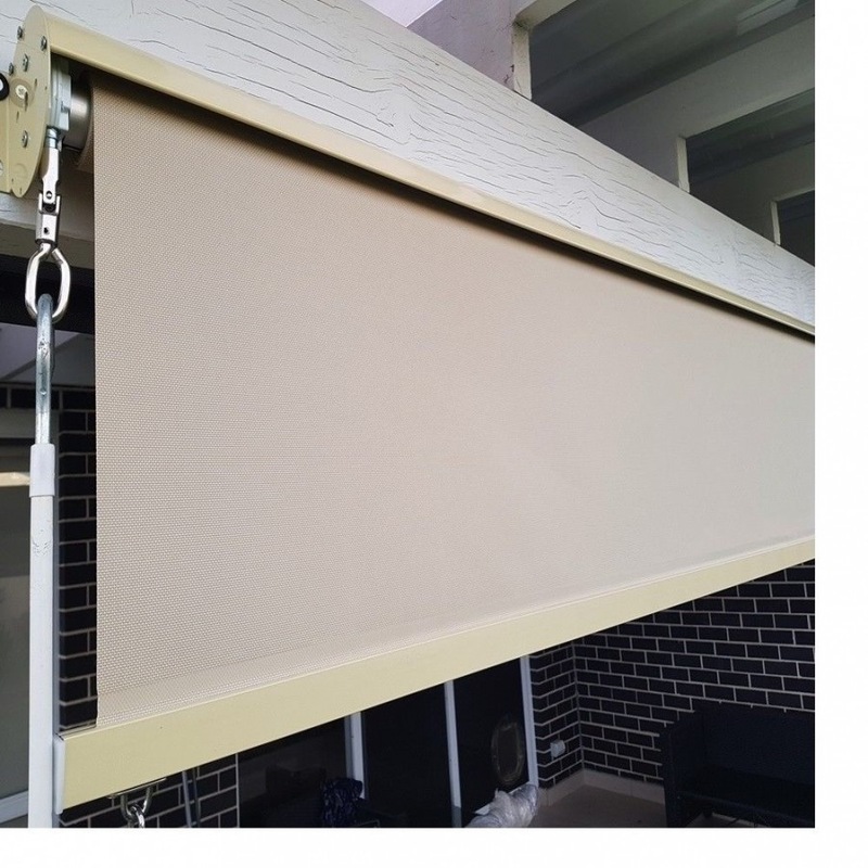 Buy Outdoor Roller Blind Awning with Aluminium Hood in Cream 5 Sizes