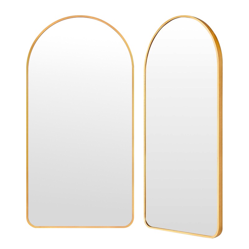 Buy 2 Set Wall Arch Mirror Arc Aluminum Frame Bathroom 50x100cm GOLD