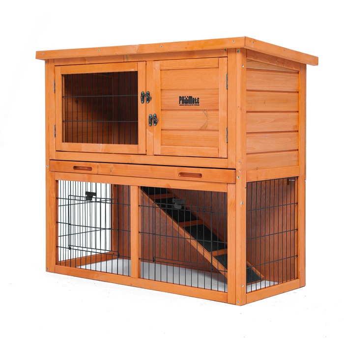 Luxury Wooden Double Rabbit Hutch Pet House w/ Run MyDeal