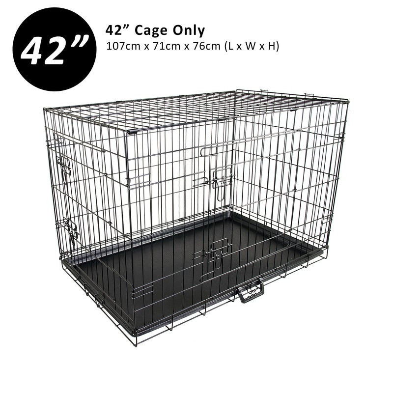 42" Foldable Wire Dog Cage with Tray